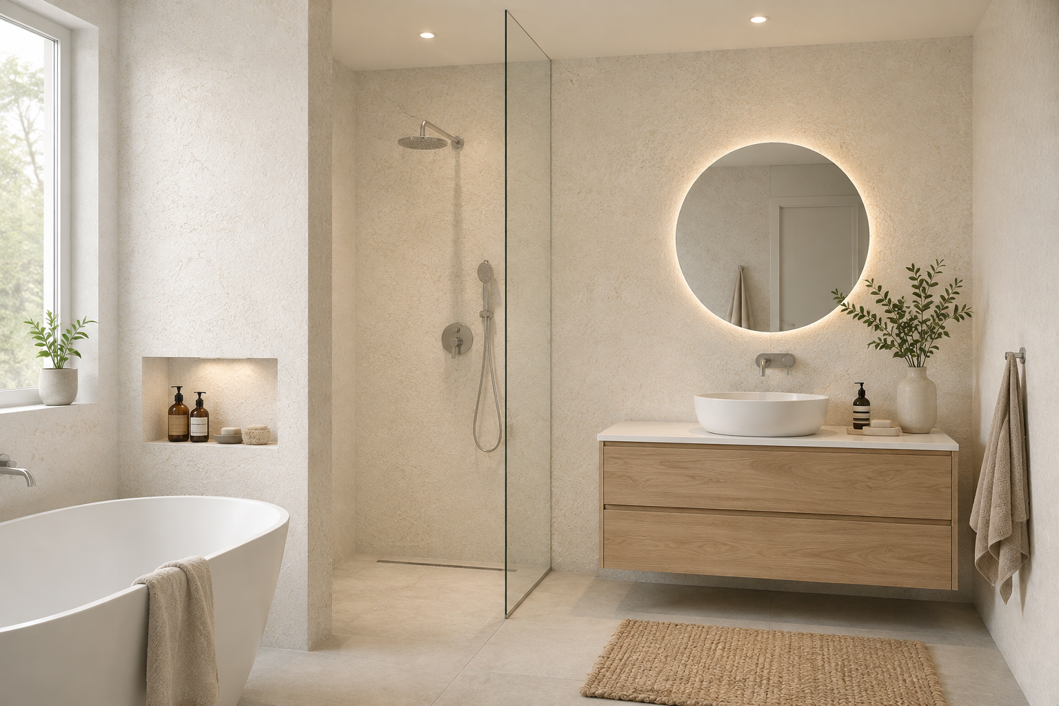 Baumwollputz im Badezimmer – So gelingt die perfekte Wandgestaltung